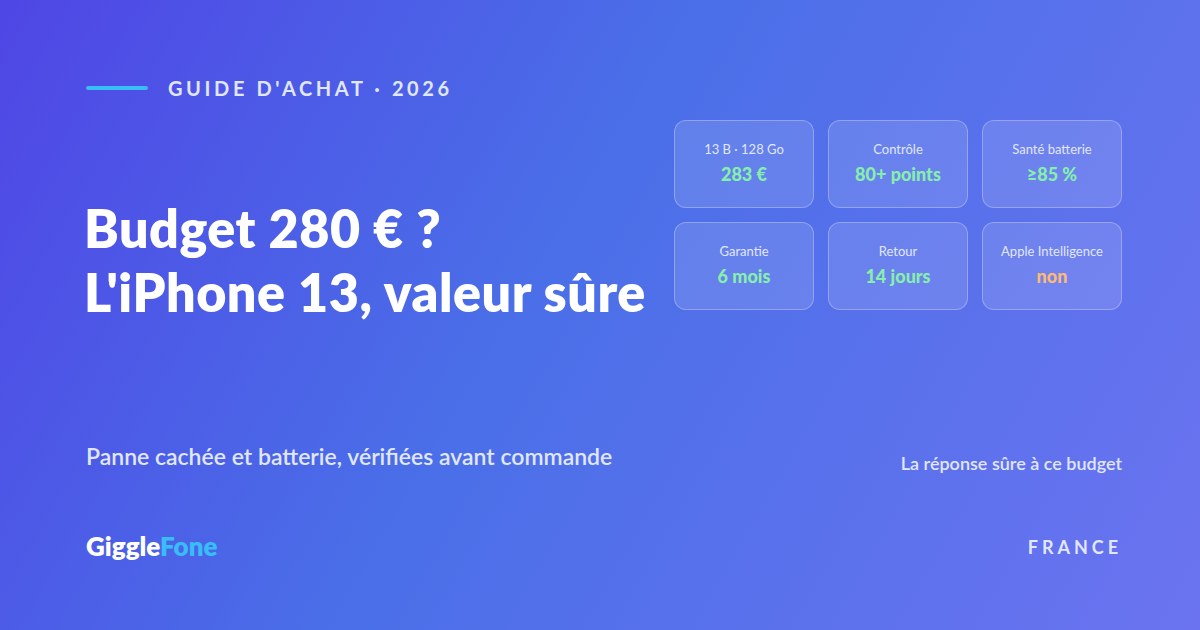 En 2026, avec un budget d'environ 280 €, l'iPhone 13 reste un choix sûr